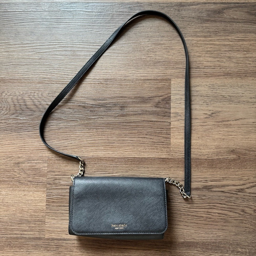 Kate Spade Black Saffiano Leather Crossbody Wallet‎ Bag